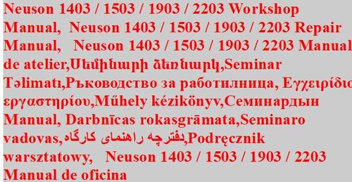 Product picture Neuson 1403 / 1503 / 1903 / 2203  - Workshop Manual