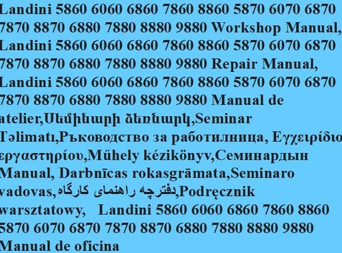 Product picture Landini tractors 5860 to 9880 Workshop Manual