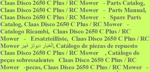 Product picture Claas Disco 2650 C Plus / RC Mower   - Parts Catalog