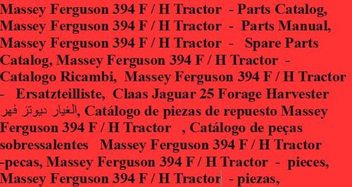 Product picture Massey Ferguson 394 F / H Tractor - Parts Catalogn
